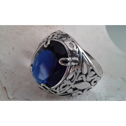 LEON - srebrny pierscień, sygnet z szafirem