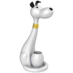 Lumes Biała lampka LED biurkowa dla dzieci piesek