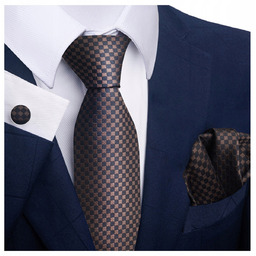 Elegancki zestaw krawat + poszetka + spinki