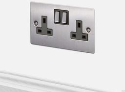 Gniazdo podwójne 2G Uk Socket Stalowe [El611] Standard