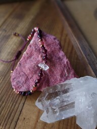 Pakamera Bransoletka Herkimer, Granat, Thulit, Czarny Turmalin