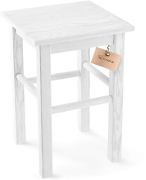 Taboret drewniany Rena 44x30 cm kwadratowy biały