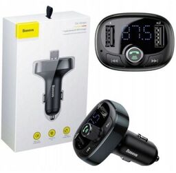 Baseus Ładowarka Transmiter Odbiornik bluetooth T-Typed 2xUSB SD