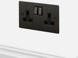 Gniazdo podwójne 2G Uk Socket Palony brąz [El641]