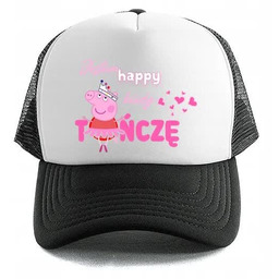 DZIECIĘCA CZAPKA DASZEK Czarna ŚWINKA PEPPA WZORY