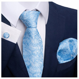 Elegancki zestaw krawat + poszetka + spinki