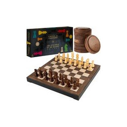 Drewniane luksusowe szachy i warcaby zestaw 2w1 duże,