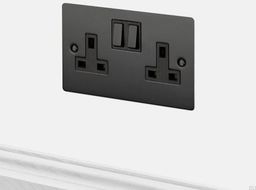 Gniazdo podwójne 2G Uk Socket Czarne [El621] Standard