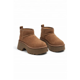 UGG DAMSKIE ŚNIEGOWCE NA KLOCKU BRĄZOWE SKÓRZANE 39
