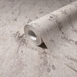 Beżowa Tapeta Imitująca Beton Przecierana Połyskująca