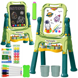 Tablica na Magnesy EDUKACYJNA 2w1 Magnetyczna Kredowa Stojąca