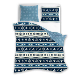 Faro Pościel świąteczna bawełniana 160x200 niebieska granatowa ścieżynki