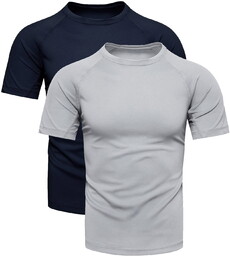 Dwupak męski t-shirt granatowy i szary Recea