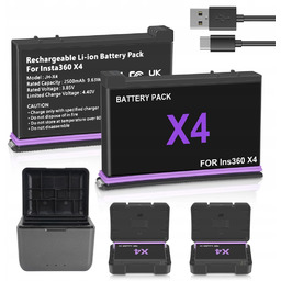 Akumulatory Zamienne Do Insta360 X4 2,3Ah 2szt +potrójnej