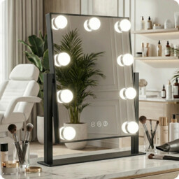 Lustro do makijażu czarne make-up 30.5x30cm 9 LED