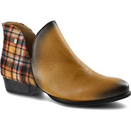 Żółte Botki Maciejka Damskie Skórzane Obuwie