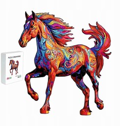 Puzzle Drewniane Dla Dzieci Galopujący Koń 122 Elementów