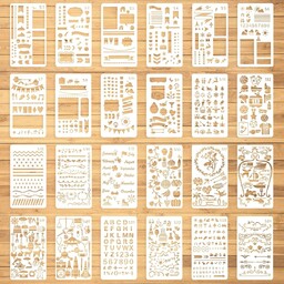 ZESTAW 24 SZABLONÓW DO BULLET JOURNAL PLANERA SCRAPBOOK