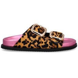 Skórzane klapki damskie - GIOSEPPO 75453 PANTERKA