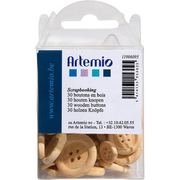 Artemio 30-częściowe drewniane guziki, beżowe