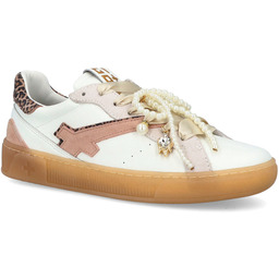 Sneakersy skórzane z ozdobami - GIO+ BLUE100 BIAŁE