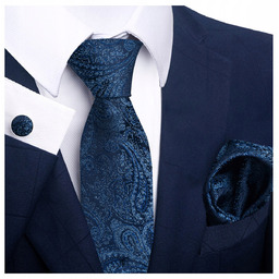 Elegancki zestaw krawat + poszetka + spinki
