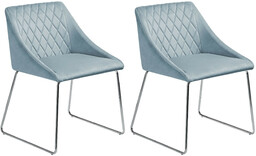 Beliani Zestaw 2 krzesła welurowe niebieskie