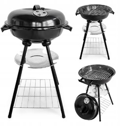 Grill ogrodowy z pokrywą i popielnikiem