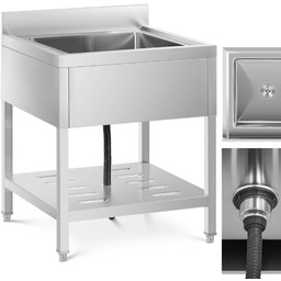 Zlew basen gastronomiczny jednokomorowy z półką i rantem