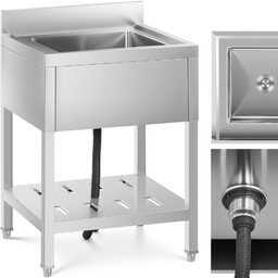 Zlew basen gastronomiczny jednokomorowy z półką i rantem