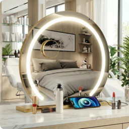 Lustro do makijażu złote make-up 60cm LED barwa