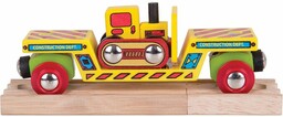 Drewniany wagon do kolejki dla dzieci z buldożerem