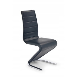 Nowoczesne Krzesło Stal Chromowana Skóra Czarne