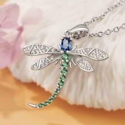EMERALD DRAGONFLY naszyjnik Szmaragdowa Ważka z kryształami