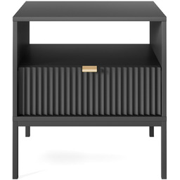 Szafka nocna czarna ryflowana z szufladą 54 cm