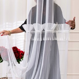 Firana gotowa biała 140x250 przelotki gipiura koronka frędzle