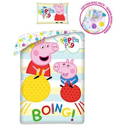 Pościel bawełniana 140x200 Świnka Peppa kolorowa + worek