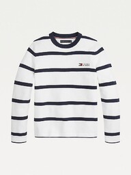 Tommy Hilfiger Biały Sweter Paski (8-9L)