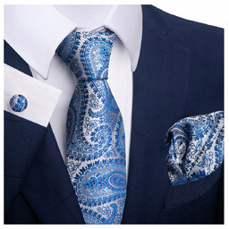 Elegancki zestaw krawat + poszetka + spinki