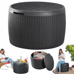 Skrzynia Ogrodowa Okrągła Balkonowa Keter Circa Rattan Schowek