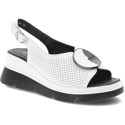 S.Barski Białe Sandały Eleganckie Obuwie Damskie Z Broszką