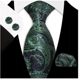 Żakardowy zestaw - krawat + poszetka + spinki