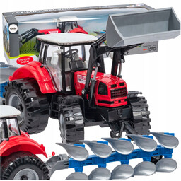 Duży traktor z pługiem ciągnik z ładowarką czołową