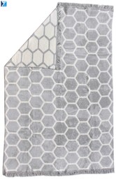 KOC 150x200 BAWEŁNIANY SZARY PLASTER MIODU