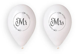Balony lateksowe z nadrukiem weselnym Mr i Mrs