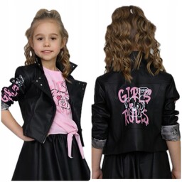 110-116 Kurtka ramoneska krótka dziewczęca czarna . małami