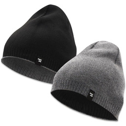 Czapka Dwustronna, Grafitowo-Czarna Ciepła, Jesienno-Zimowa, Beanie -Pako Jeans