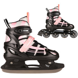 Łyżworolki Z Wym. Pł. Hokejową Nh18366A 2W1 Różowo-Białe