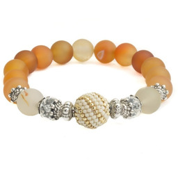 Bransoletka z karneolem, srebro 925, elastyczna / JG.