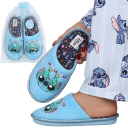 DISNEY Stitch ANTYPOŚLIZGOWE damskie papcie domowe, CIEPŁE, MIĘKKIE,